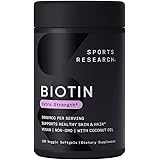 Sports Research Biotin ビオチン（高効力）強化されたココナッツオイルが髪の成長、輝く肌と強い爪 5000mcg 120錠 並行輸入品