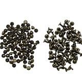 KUKU工房 片面カシメ 100組セット レザークラフト材料 (アンティークゴールド, 頭3mm 足3mm)