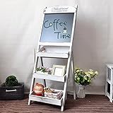 フラワースタンドコーヒーショップの装飾棚ビンテージ手作りの木の黒板の花棚 (Color : White)