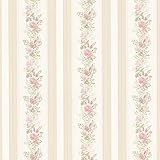 Mirage 992-68352 Alexis Satin Floral Stripe Wallpaper, Pink [並行輸入品]