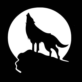 Amazon 狼 おおかみ オオカミ Wolf ウルフ 遠吠え 動物 満月 ムーン Moon シルエット マーク ステッカー シール デカール ホワイト シール ステッカー おもちゃ