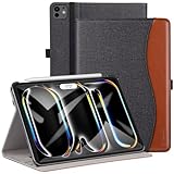 Ztotop iPad Pro 12.9 ケース ビジネス風 iPad Pro 12.9 ケース オートスリープ機能 ペンシル収納 カードポケット付き 手帳型 全面保護 2021春発売の新モデルiPad Pro 12.9に専用 スマートカバー（デニムブラック）