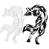 2枚セット 車 オオカミ(狼) ウルフモチーフのバイク用ステッカー バイク用品 バイクグッズ プレミアム カー 自動車用 エンブレム ステッカー 立体 おしゃれ 飾り 汎用 車ドレスアップ ステッカー（黒+白/8cm*12.5cm）