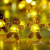 Gingerbread Man String Lights By IMPRESS LIFE on 10 ft Copper Wire 40 Cold White LEDs with Remote Co