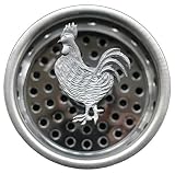 TheエレガントSink Strainer – 装飾ピューターTop – Rooster ~ステンレススチールバスケットwith Stopper、菌株とプラグAny標準キッチンDrain ( 3.25