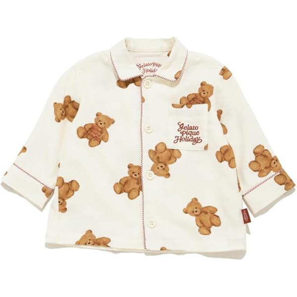 【HOLIDAY】ベア柄ネルシャツ&ベア柄ネルロングパンツセット　ホワイト Amazon | [ジェラート ピケ] 【HOLIDAY】【KIDS】ベア柄ネルシャツ
