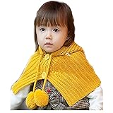 冬 赤ちゃん帽子 子供の帽子マフラーセット クリスマス帽 タマ护耳帽 毛糸の帽子 外出する保温 子供 用 かわいい 防寒 ニットキャップ ニット帽 女の子 男の子 (イエロー)