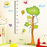 Cartoon Animals Growth Chart Wall Stickers Height Measurement Removable Wall Decals Home Decor PVC A