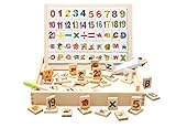 VolksRoseR ABC / 123 Wooden Blocks with Tray and Drawing Pad - 104 Pcs Ultimate アルティメイト Alphabet and