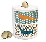 CartoonベビーコインボックスBank by Ambesonne、Crab Elk Bunny RabbitオレンジBird Silhouettes for Kids Playroom Nurse