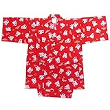 【訳あり商品】きものShop衿子 子供甚平 日本製 (110, No.4206 赤 くま りんご 110cm)
