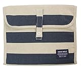 ボーダーコットンリネン携帯オムツポーチ　ネイビー