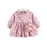 ベビー服 女の子ワンピース 子供服 Pojour 可愛い花スカート 花バッグ付き スカート 長袖ドレス オシャレ 秋 綿 通園 発表会 旅行 記念日 プレゼント