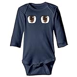 Sasa85 目 澄む イラスト 長袖ボディースーツ ベビー服 トップス 幼児 面白い ライトブルー 6 M