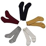 Alva Edison Cable-Knit Knee High Cotton Socks For Baby GirlsToddlers&Child 0-1T5 Pairs For All color