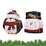 クリスマスクッキー缶 - ペンギンと雪だるまのクッキー用空缶 | 再利用可能なクリスマステーマの空の缶、蓋付き、クッキー、キャンディ、チョコレート、紅茶用 Myjio