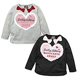 ベビー服 女の子 Tシャツ 長袖 Dolly Ribbon ドーリーリボン ラメ リボン レース シャーリング スナップボタン 女児 ベビー (2.ブラック/90cm)