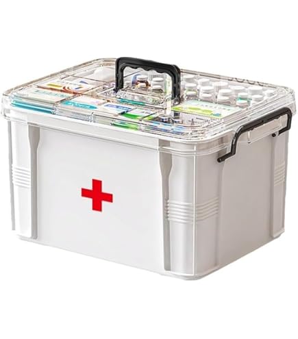 Amazon.co.jp: 救急箱 薬箱 大容量 収納 ケース 赤十字 医療箱