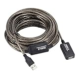 USB 延長 10M Usb2.0延長ケーブル USB 2.0拡張ケーブル 480MBPS 高速データ転送 信号強化2.0双磁気リングusb延長コード 純銅線芯 標準錫メッキ銅 内蔵チップ USB2.0 オス/メス 延長ケーブル信号増幅器付き、USBハブなし 透明クリスタルブラック (10Ｍ)