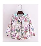 花柄　ウインド ブレーカー フード ジャケット カッパ レイン コート 長袖 女の子 子供服　スプリングコート　キッズコート　子供服　子供コート　キッズ服　女の子服 (100cm)