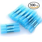 Glarks 100pcs 16-14 Gauge Butt Splice Nylon Heat Shrink Waterproof Quick Disconnect Electrical Insul