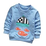 三番目の店　幼児 キッズ ガールズ ボーイズ ロングスリーブ ドルフィンソフトトップスTシャツ暖かい服 (80, ブルー)