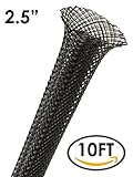 難燃性&ハロゲンフリーカラー編組スリーブ 2.5 Inch - 10 Feet BS-XO-250-10BP-BK