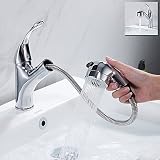 fannybuy キッチン用水栓 シングル混合水栓 洗面用水栓 伸縮ノズル キッチンや洗面両用　蛇口台付 高品質　耐用 冷 温 切換え 浴室用水栓