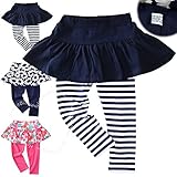 (ハニーブロッサム) HONEY BLOSSOM ベビー ＆ ガールズ 【 花柄 ボーダー柄 スカッツ 】 柔らか 綿素材 キッズ レギンス スカート 1 - 5 歳 ぐらい m036 navybor