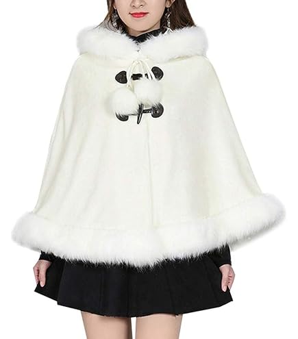 Amazon | [Lomohanaga] ケープコート レディース 冬 ファーケープ