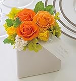 JewelzGift（ジュエルズギフト） プリザーブドフラワー 陶器ケース入り ギフト アレンジ 「ずっと綺麗なお花」 【全3色】 オレンジ