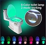トイレ夜ライト、Niceeshop ( TM ) [更新され] 8色& 2モードトイレライトMotion Activatedトイレボウル常夜灯電池式トイレのLEDランプバスルーム装飾用(ボーナスナイト