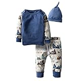 (ビッグエレファント) Big Elephant 男の子ダークブルー長袖Tシャツ&パンツ3点セットアップ 出産祝い 3-24 ヶ月 H94 (12-18ヶ月)