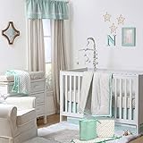 Gold Dot and Chevron 5 Piece Baby Crib Bedding with Bumper with Mint Green by The Peanut Shell