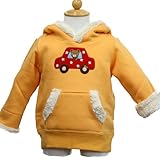 (ミキハウス)nミキハウス MIKIHOUSE ボアフード付き♪裏起毛トレーナー80cm 黄（04）