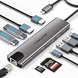 Lemorele 11 in 1 USB C ノートパソコン ドッキングステーション デュアルモニターハブアダプター HDMI 4K 100W PD イーサネット SD/TF USB 3.0/2.0 Dell HP Lenovo Surface Type C 対応