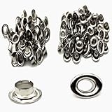 ハトメ 5mm シルバー 両面 真鍮 金具 100組セット 革 布 レザークラフト 手芸 補強 初心者OK クラフトパーツ屋