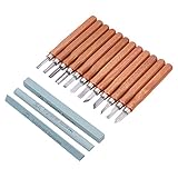 PandaHall Elite 15点セット 彫刻刀セット 12種 木製柄 手彫り 木彫り 版画 篆刻 日曜大工 砥石 収納ケース付き DIY工具 のみ 彫刻ツール 切削工具 のみセット 彫刻用 木工