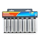 Crescent CSAS2 SAE 1/2 Drive 6 Point Deep Socket Set, 8 Piece by Crescent