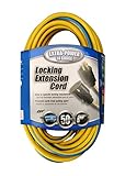 Coleman Cable 02438 14/3 Push-Lock SJTW Locking Extension Cord, Yellow/Blue, 50-Foot [並行輸入品]