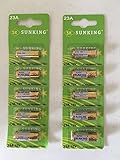 SUNKING アルカリ乾電池12V-23A （A23 23AE LRV8-1BP MN221 V23GA 181A 3LR50 互換) 23A (2シート(10個))