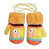 Tonsee 赤ちゃん 手袋 キッズ ミトン 子供用 可愛い グローブ 動物パターン 女の子 男の子 ミトン 防寒 冬用 通園 通学 お出かけ用 1-3歳 (イエロー)