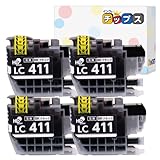 【インクのチップス】ブラザー (brother) 用 LC411 互換インク LC411BK ブラック4本セット 染料 ＜残量表示対応＞ 対応機種 : DCP-J915N / DCP-J526N / DCP-J914N / DCP-J926N-W/DCP-J926N-B/DCP-J1800N / MFC-J739DN など