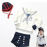 子供　水着　キッズ　スイムウェア　ガールズ　水着　女の子　長袖水着　帽子付き　セパレート　3点セット (110, 写真参照)