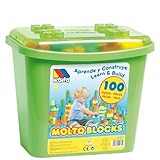Molto Box Blocks with 100 construction toy bricks , Assorted Colors by Molto