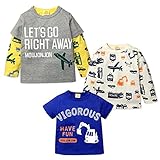 (ブルー/95cm)ベビー服 男の子 Tシャツ 長袖 Moujonjon ムージョンジョン アンサンブル やわらか天竺 綿100％ ソフトタッチ 日本製 乗り物柄プリント 男児 ベビー