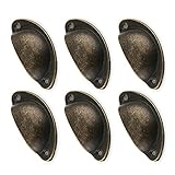 elfishjp アンティーク 調 取っ手 ブロンズ 引き出しノブ 引き出し つまみ 金具 ノブ 取手 ハンドル 半月型 6個