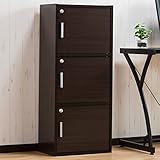 プライベート収納棚 3段【ゼウス】 鍵扉付き セキュリティ カラーボックス A4サイズ対応 ブラウン色