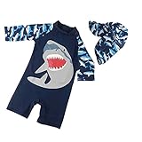 Ymgot ベビー 水着 男の子ラッシュガード サメ キッズ 水着 キャップ付き 2点セット XL