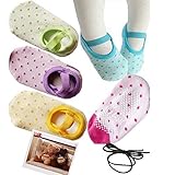 Yaobaby 5 Pairs 8-24 Months Baby Girl Toddler Anti Slip Skid foot Socks + Gift Card + Hair rope, Str